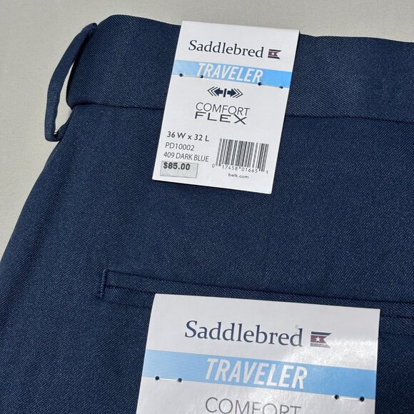 Saddlebred Traveler Comfort Flex Dress Pants 36x32 Dark Blue Straight Fit NWT - Picture 6 of 13